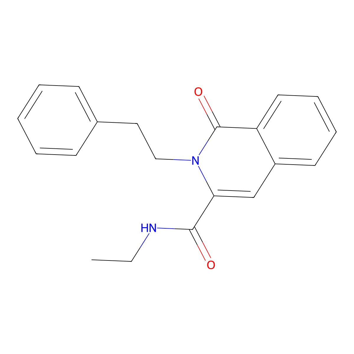 N-ethyl-1-oxo-2-(2-phenylethyl)-1,2-dihydroisoquinoline-3-carboxamide molecular structure, CAS 3054444-78-6