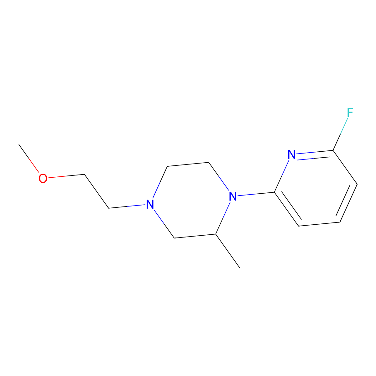 1-(6-Fluoropyridin-2-yl)-4-(2-methoxyethyl)-2-methylpiperazine molecular structure, CAS 3054444-90-2