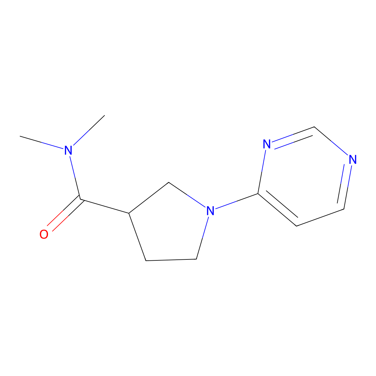 N,N-dimethyl-1-(pyrimidin-4-yl)pyrrolidine-3-carboxamide molecular structure, CAS 3054444-93-5