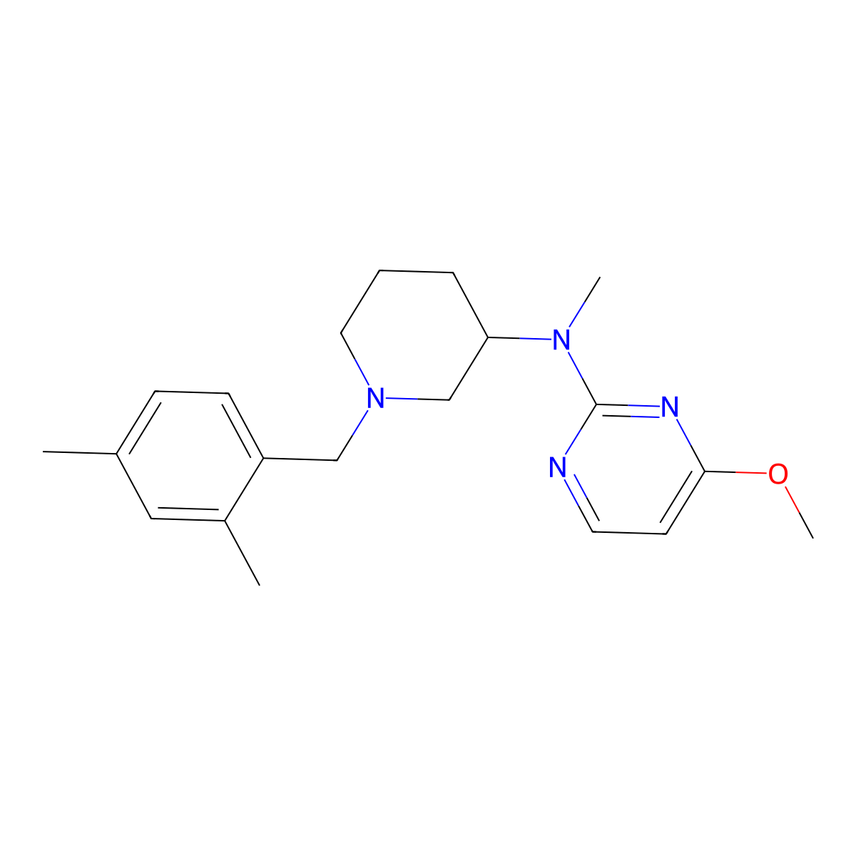 N-{1-[(2,4-dimethylphenyl)methyl]piperidin-3-yl}-4-methoxy-N-methylpyrimidin-2-amine molecular structure, CAS 3054444-94-6