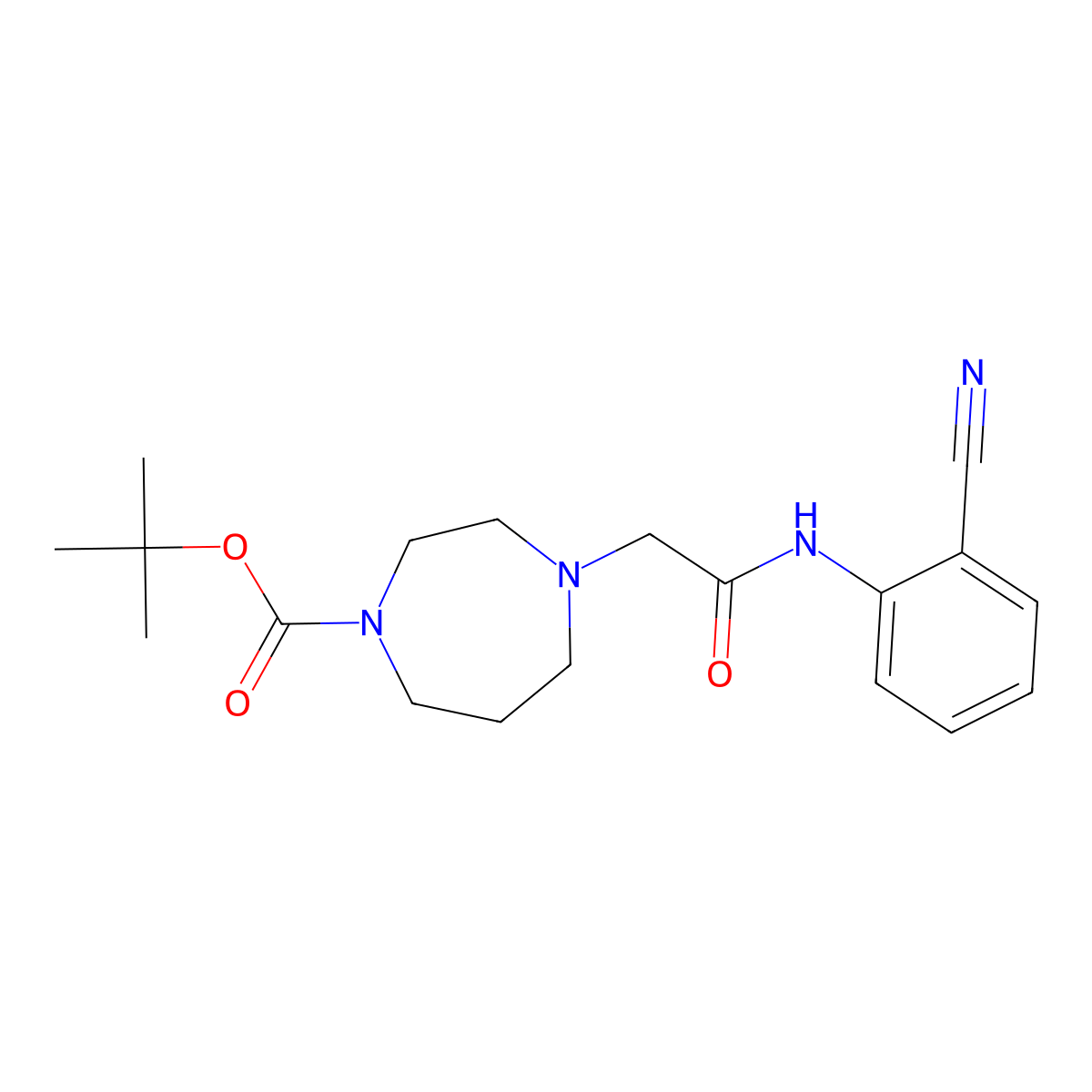 Tert-butyl 4-{[(2-cyanophenyl)carbamoyl]methyl}-1,4-diazepane-1-carboxylate molecular structure, CAS 3054444-96-8