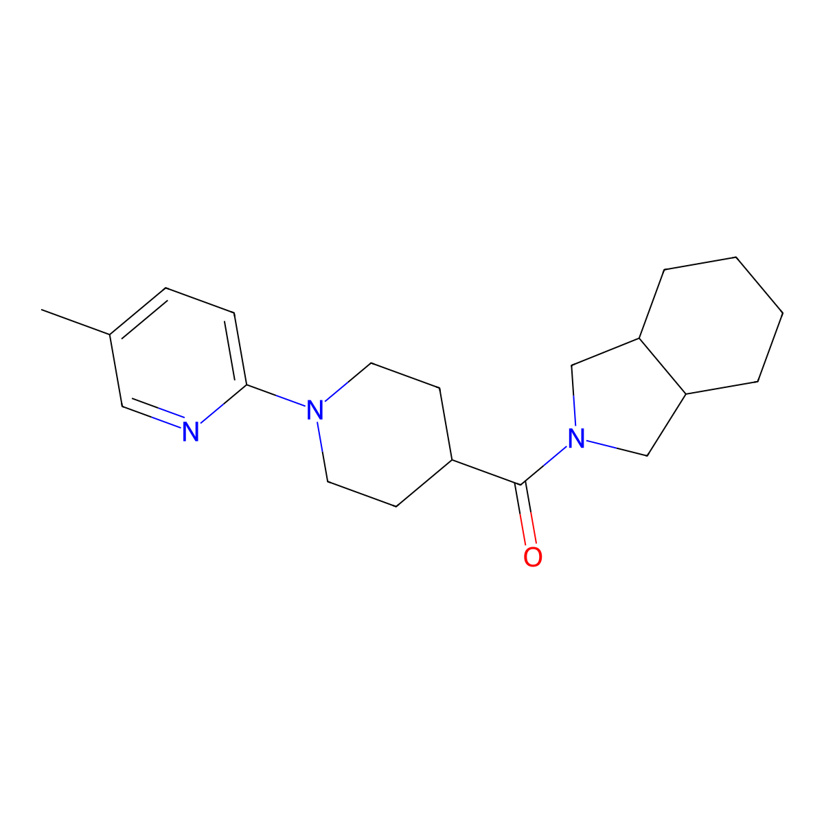 2-[1-(5-methylpyridin-2-yl)piperidine-4-carbonyl]-octahydro-1H-isoindole molecular structure, CAS 3054445-00-7