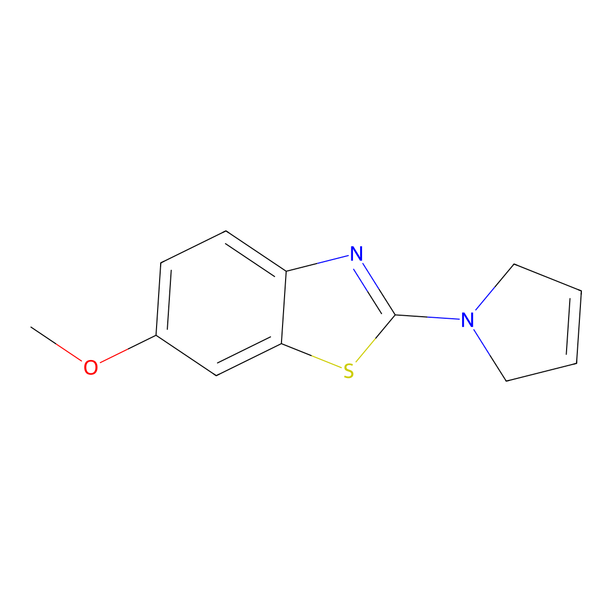 2-(2,5-dihydro-1H-pyrrol-1-yl)-6-methoxy-1,3-benzothiazole molecular structure, CAS 3054445-06-3