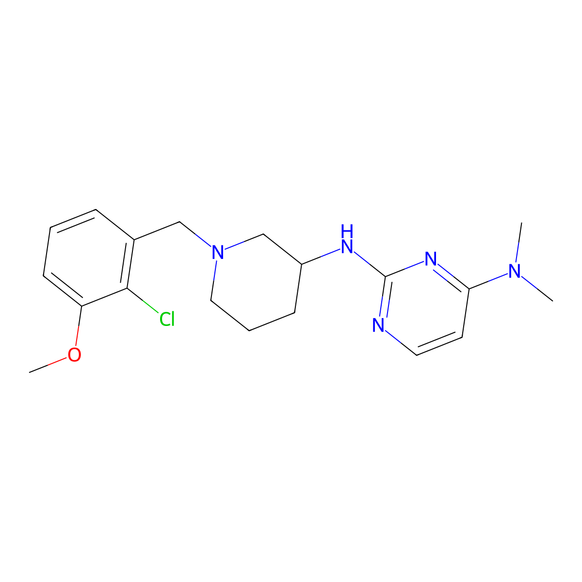 N2-{1-[(2-chloro-3-methoxyphenyl)methyl]piperidin-3-yl}-N4,N4-dimethylpyrimidine-2,4-diamine molecular structure, CAS 3054445-07-4