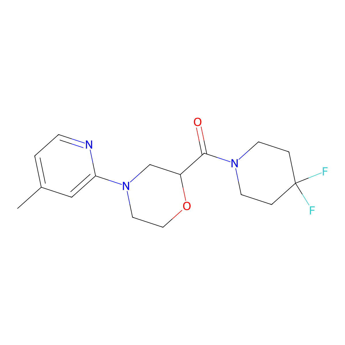2-(4,4-Difluoropiperidine-1-carbonyl)-4-(4-methylpyridin-2-yl)morpholine molecular structure, CAS 3054445-09-6