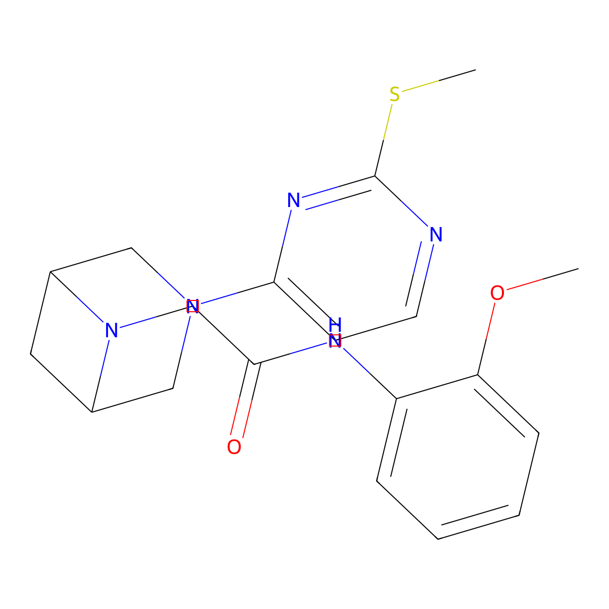 N-(2-methoxyphenyl)-2-[3-(2-methylsulfanylpyrimidin-4-yl)-3,6-diazabicyclo[3.1.1]heptan-6-yl]acetamide molecular structure, CAS 3054445-10-9