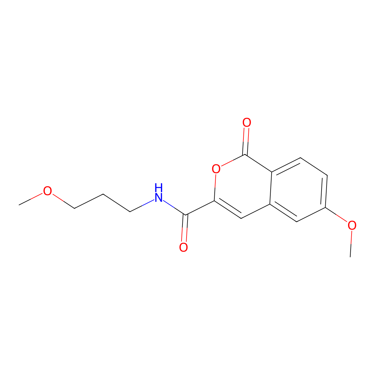 6-methoxy-N-(3-methoxypropyl)-1-oxo-1H-isochromene-3-carboxamide molecular structure, CAS 3054445-12-1