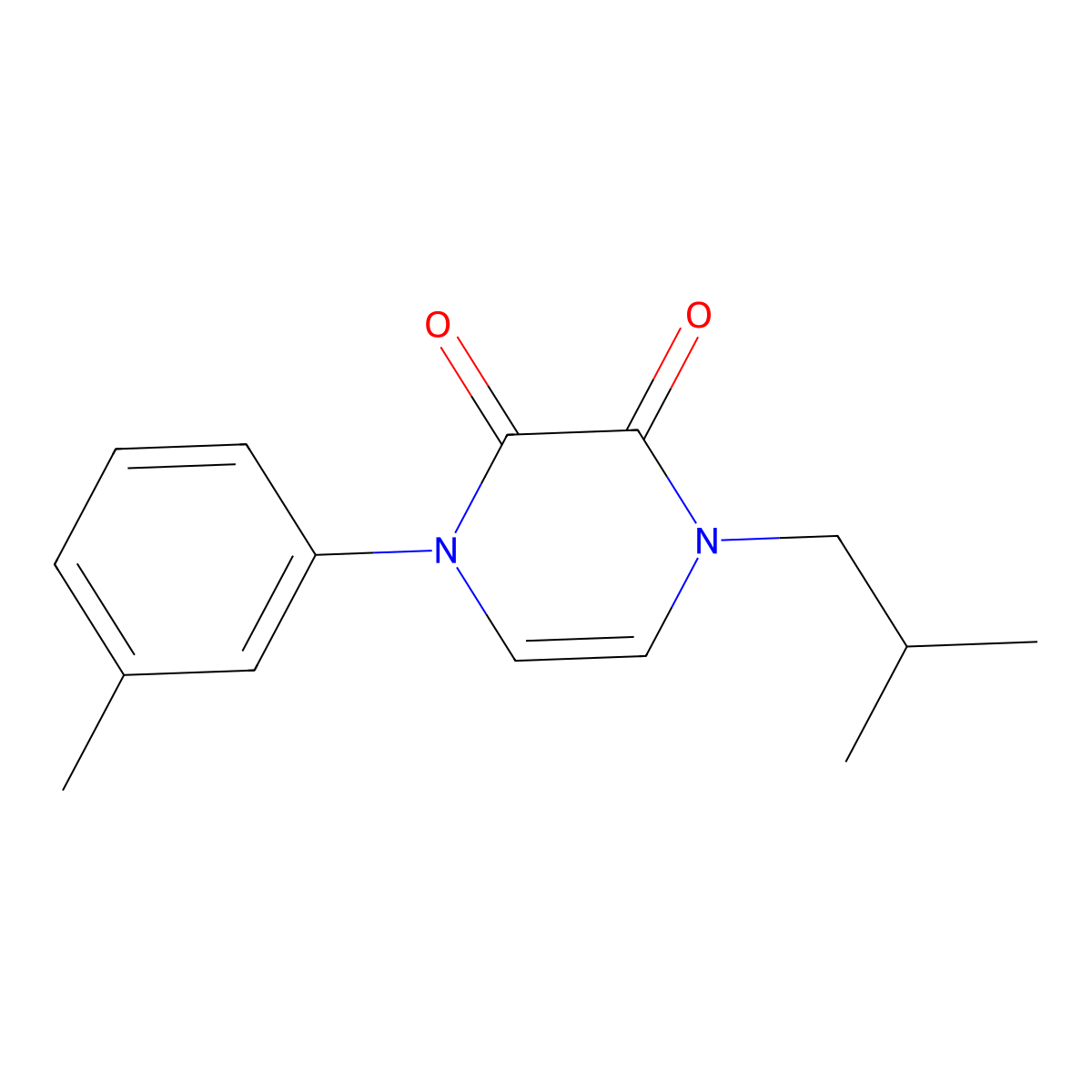 1-(3-Methylphenyl)-4-(2-methylpropyl)-1,2,3,4-tetrahydropyrazine-2,3-dione molecular structure, CAS 3054445-13-2