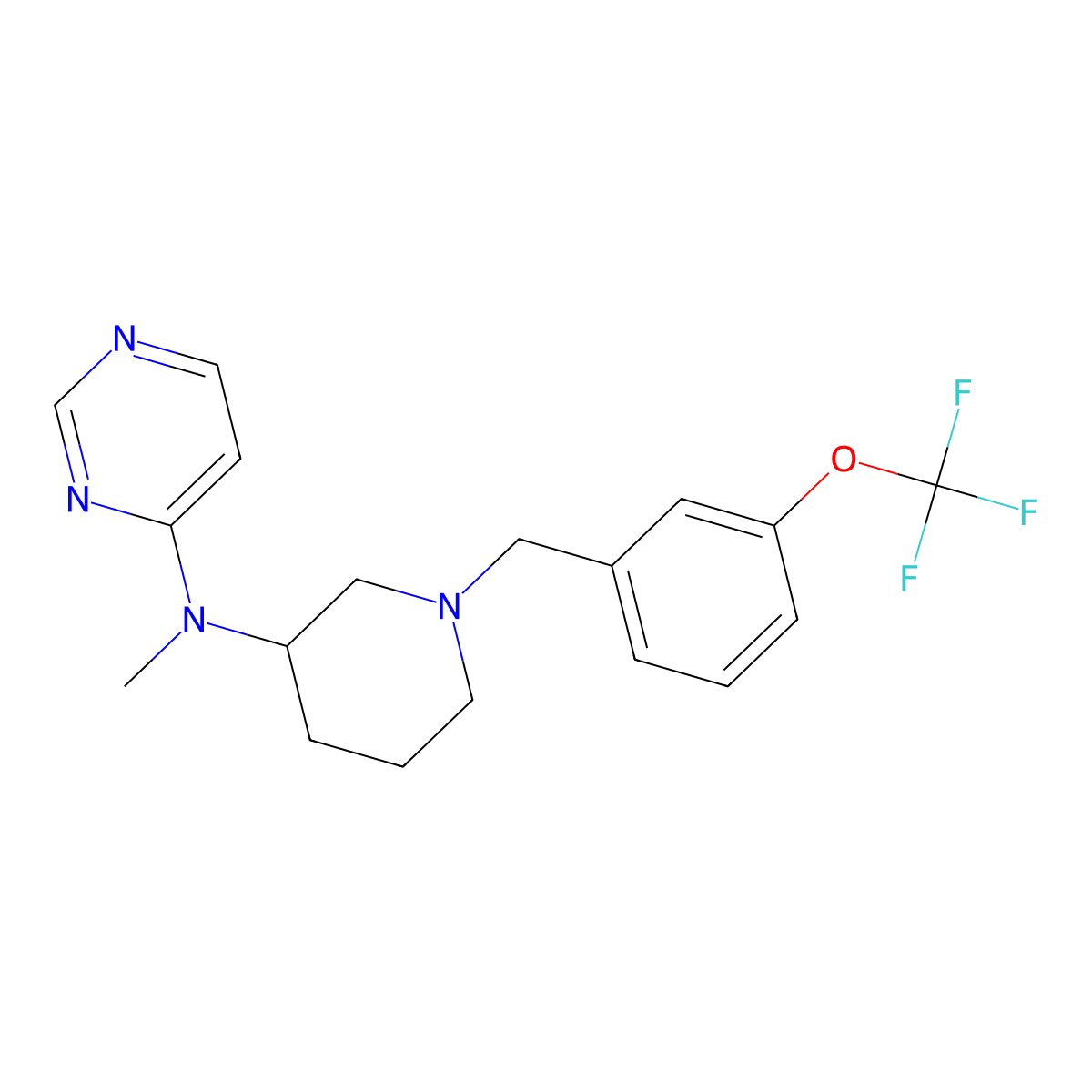 N-methyl-N-[1-[[3-(trifluoromethoxy)phenyl]methyl]piperidin-3-yl]pyrimidin-4 molecular structure, CAS 3054445-14-3