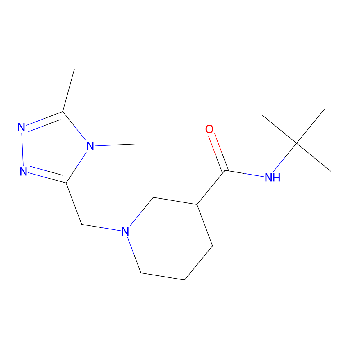 N-tert-butyl-1-[(4,5-dimethyl-4H-1,2,4-triazol-3-yl)methyl]piperidine-3-carboxamide molecular structure, CAS 3054445-16-5
