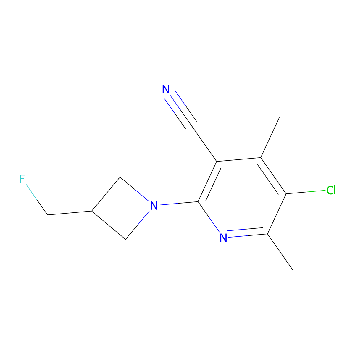 5-Chloro-2-[3-(fluoromethyl)azetidin-1-yl]-4,6-dimethylpyridine-3-carbonitrile molecular structure, CAS 3054445-21-2