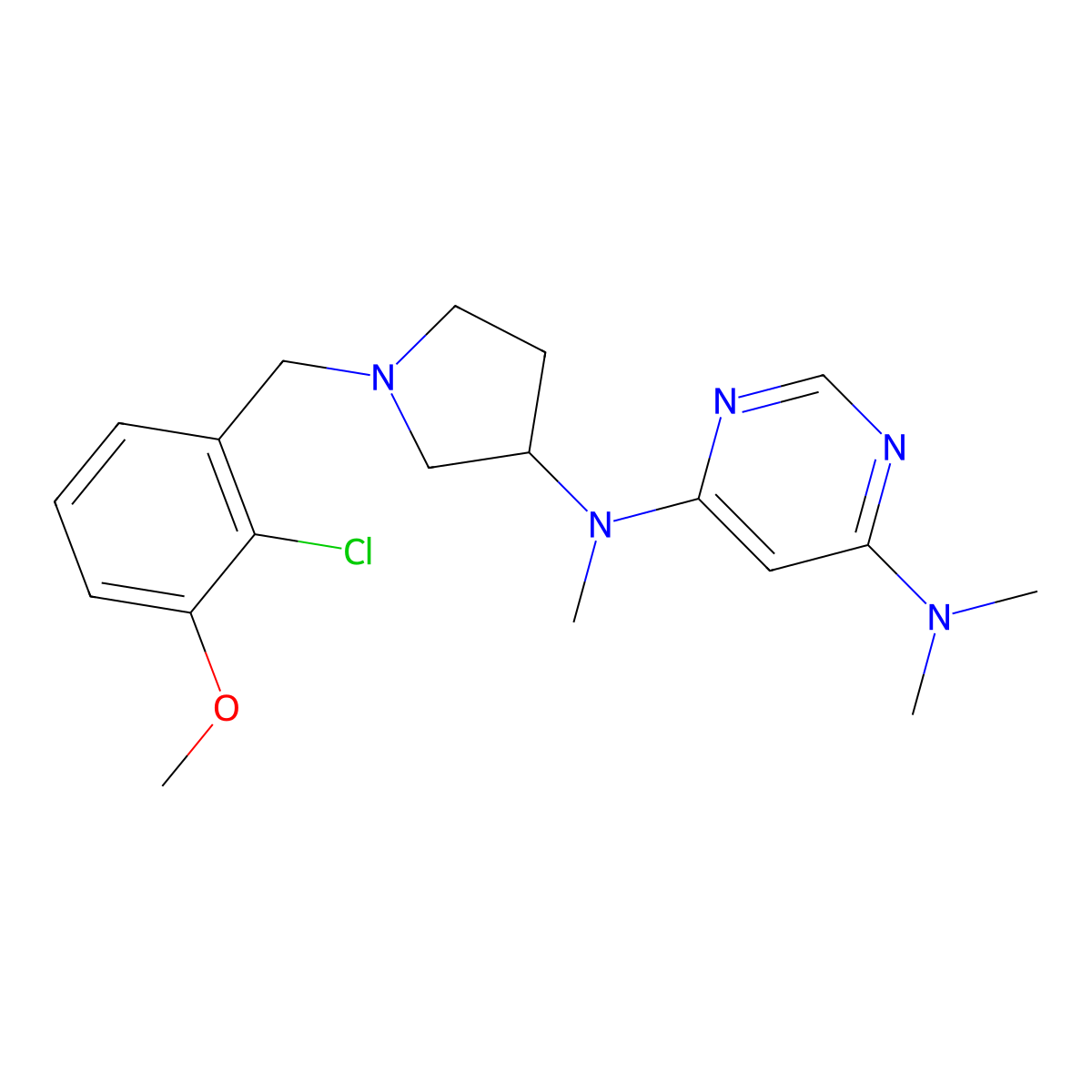 N4-{1-[(2-chloro-3-methoxyphenyl)methyl]pyrrolidin-3-yl}-N4,N6,N6-trimethylpyrimidine-4,6-diamine molecular structure, CAS 3054445-22-3