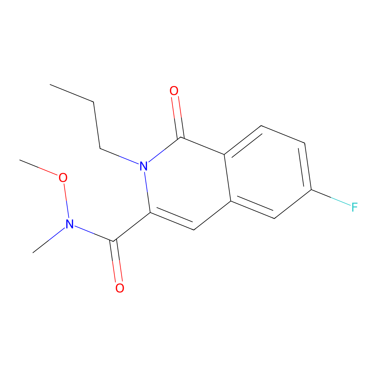 6-fluoro-N-methoxy-N-methyl-1-oxo-2-propyl-1,2-dihydroisoquinoline-3-carboxamide molecular structure, CAS 3054445-24-5