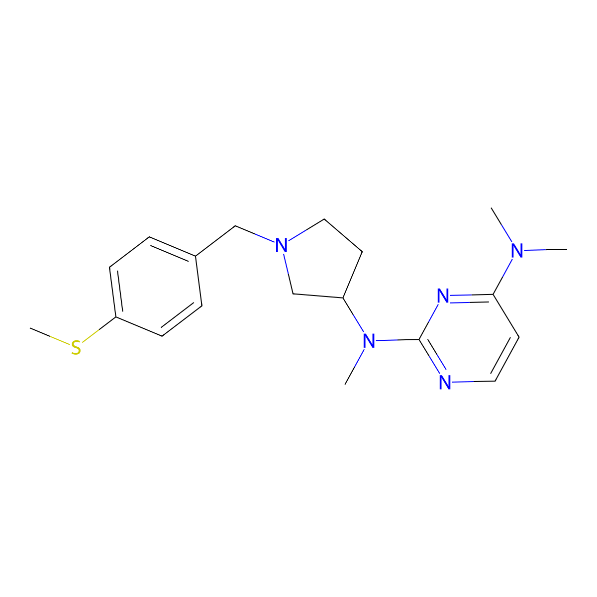 N2,N4,N4-trimethyl-N2-(1-{[4-(methylsulfanyl)phenyl]methyl}pyrrolidin-3-yl)pyrimidine-2,4-diamine molecular structure, CAS 3054445-25-6