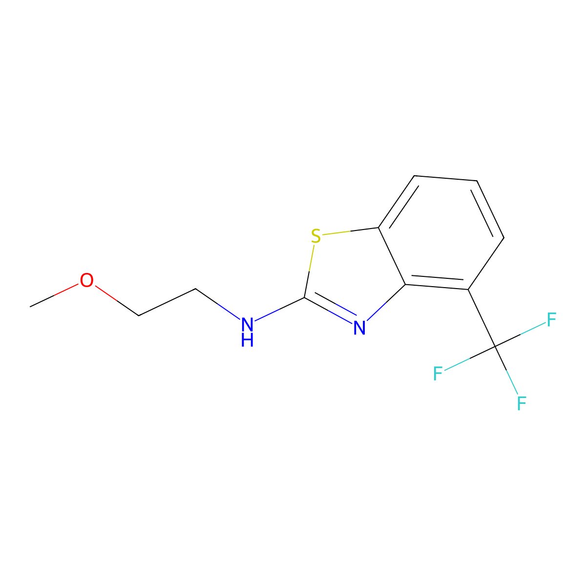N-(2-methoxyethyl)-4-(trifluoromethyl)-1,3-benzothiazol-2-amine molecular structure, CAS 3054445-30-3