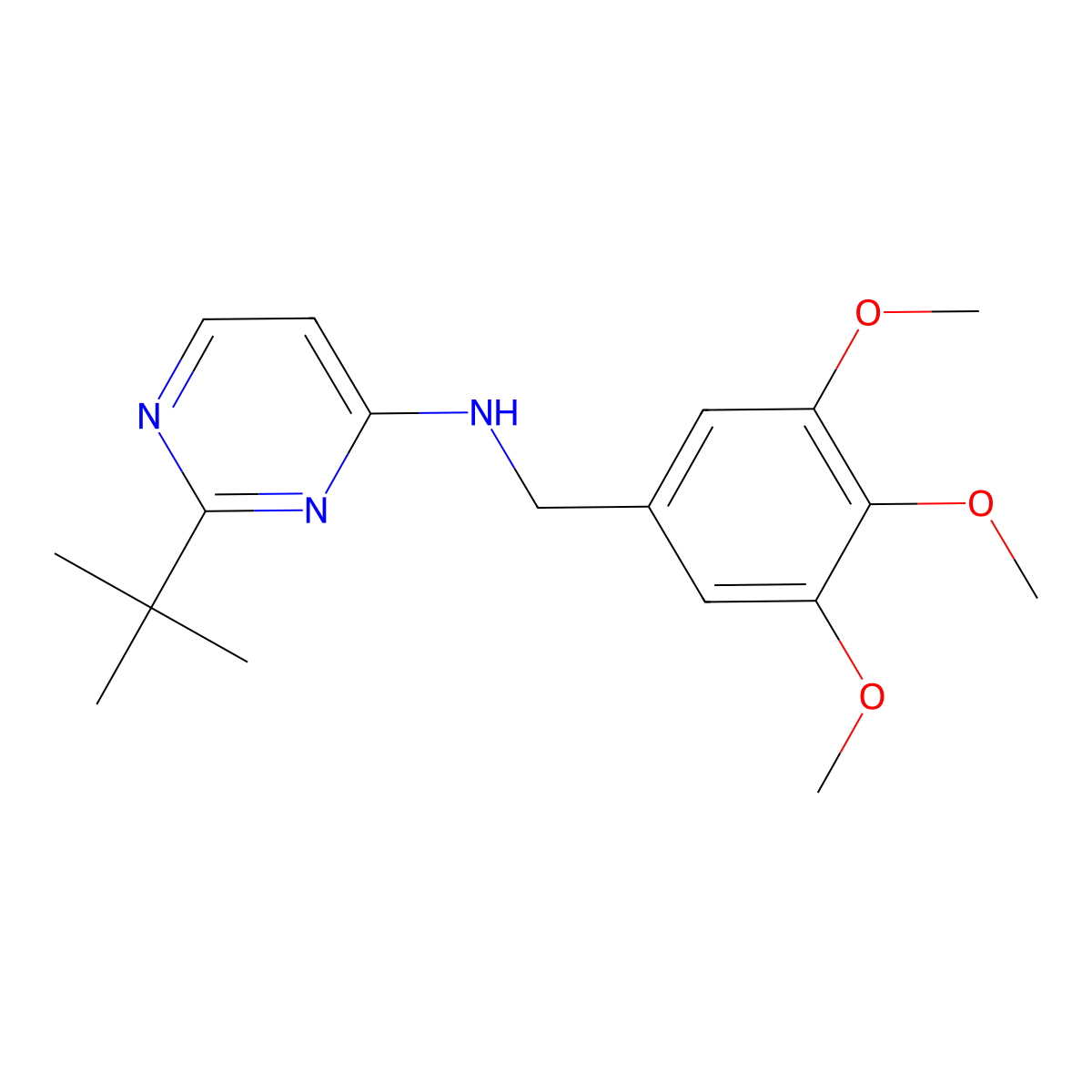 2-tert-butyl-N-[(3,4,5-trimethoxyphenyl)methyl]pyrimidin-4-amine molecular structure, CAS 3054445-45-0