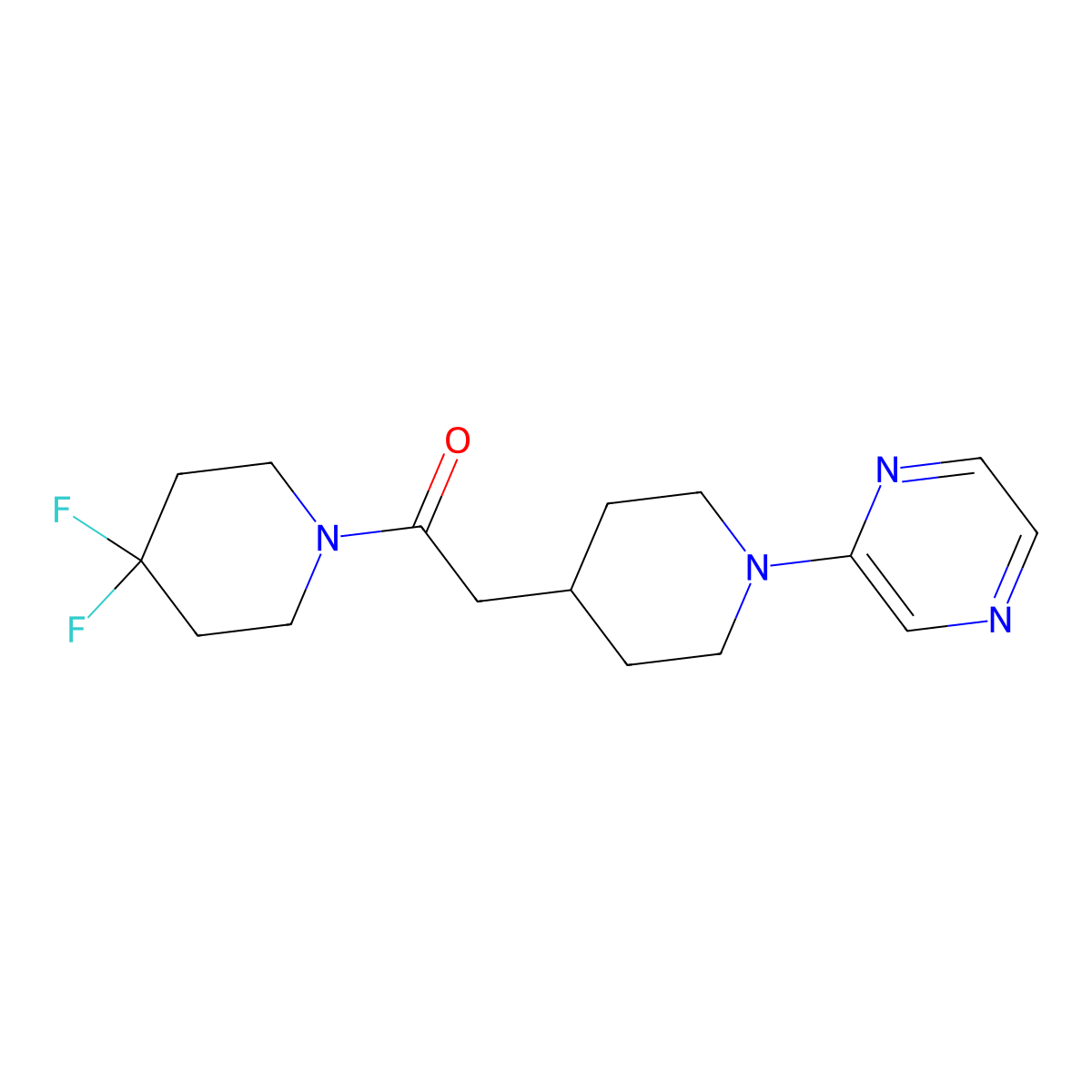 1-(4,4-Difluoropiperidin-1-yl)-2-[1-(pyrazin-2-yl)piperidin-4-yl]ethan-1-one molecular structure, CAS 3054445-47-2