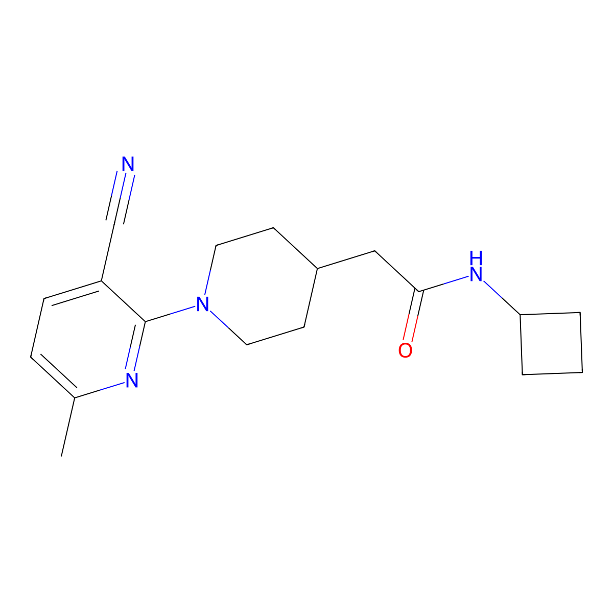 2-[1-(3-cyano-6-methylpyridin-2-yl)piperidin-4-yl]-N-cyclobutylacetamide molecular structure, CAS 3054445-52-9