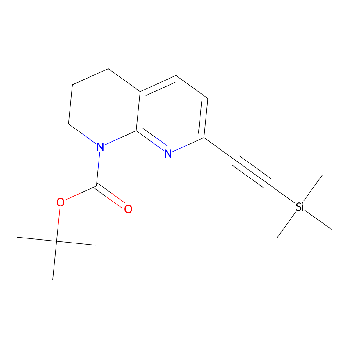 tert-butyl 7-((trimethylsilyl)ethynyl)-3,4-dihydro-1,8-naphthyridine-1(2H)-carboxylate molecular structure, CAS 3054531-34-6