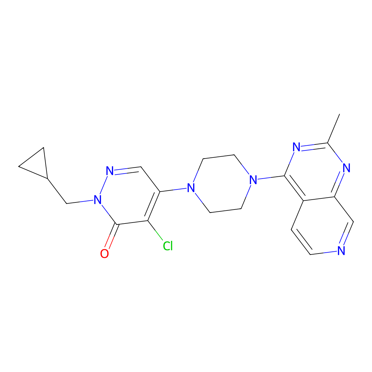 4-Chloro-2-(cyclopropylmethyl)-5-(4-{2-methylpyrido[3,4-d]pyrimidin-4-yl}piperazin-1-yl)-2,3-dihydropyridazin-3-one molecular structure, CAS 3054533-64-8