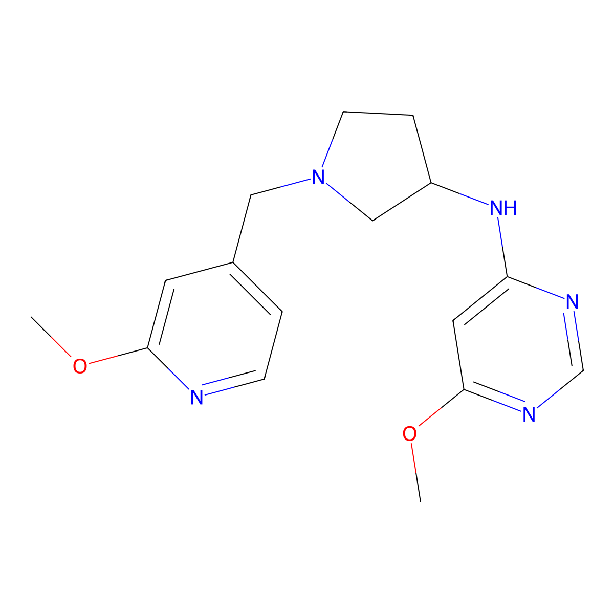 6-methoxy-N-{1-[(2-methoxypyridin-4-yl)methyl]pyrrolidin-3-yl}pyrimidin-4-amine molecular structure, CAS 3054533-76-2