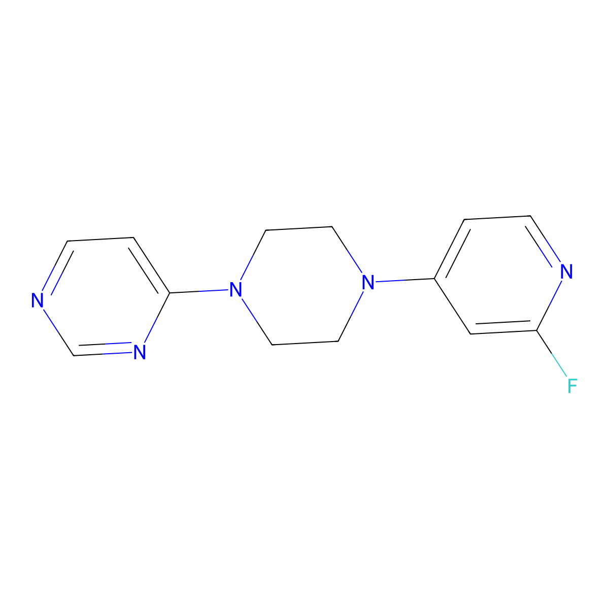 4-[4-(2-Fluoropyridin-4-yl)piperazin-1-yl]pyrimidine molecular structure, CAS 3054533-77-3
