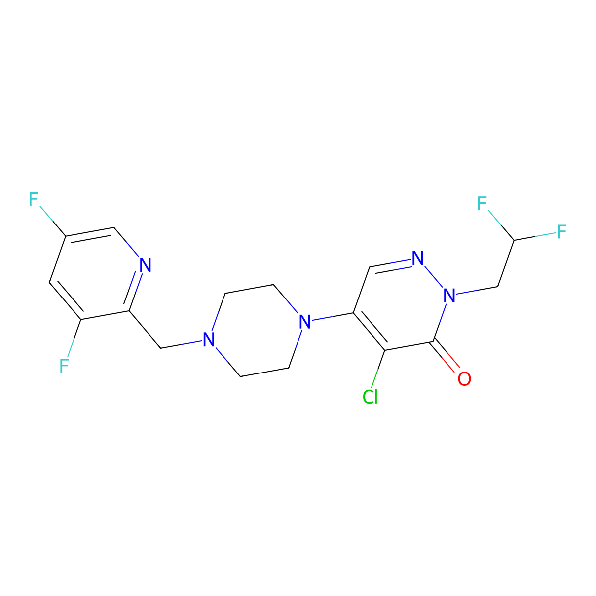 4-Chloro-2-(2,2-difluoroethyl)-5-{4-[(3,5-difluoropyridin-2-yl)methyl]piperazin-1-yl}-2,3-dihydropyridazin-3-one molecular structure, CAS 3054533-79-5
