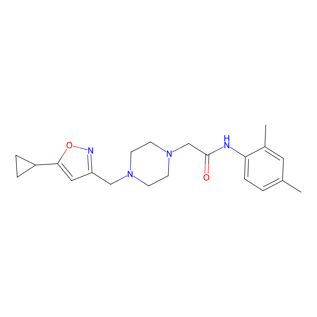 2-{4-[(5-cyclopropyl-1,2-oxazol-3-yl)methyl]piperazin-1-yl}-N-(2,4-dimethylphenyl)acetamide molecular structure, CAS 3054533-91-1