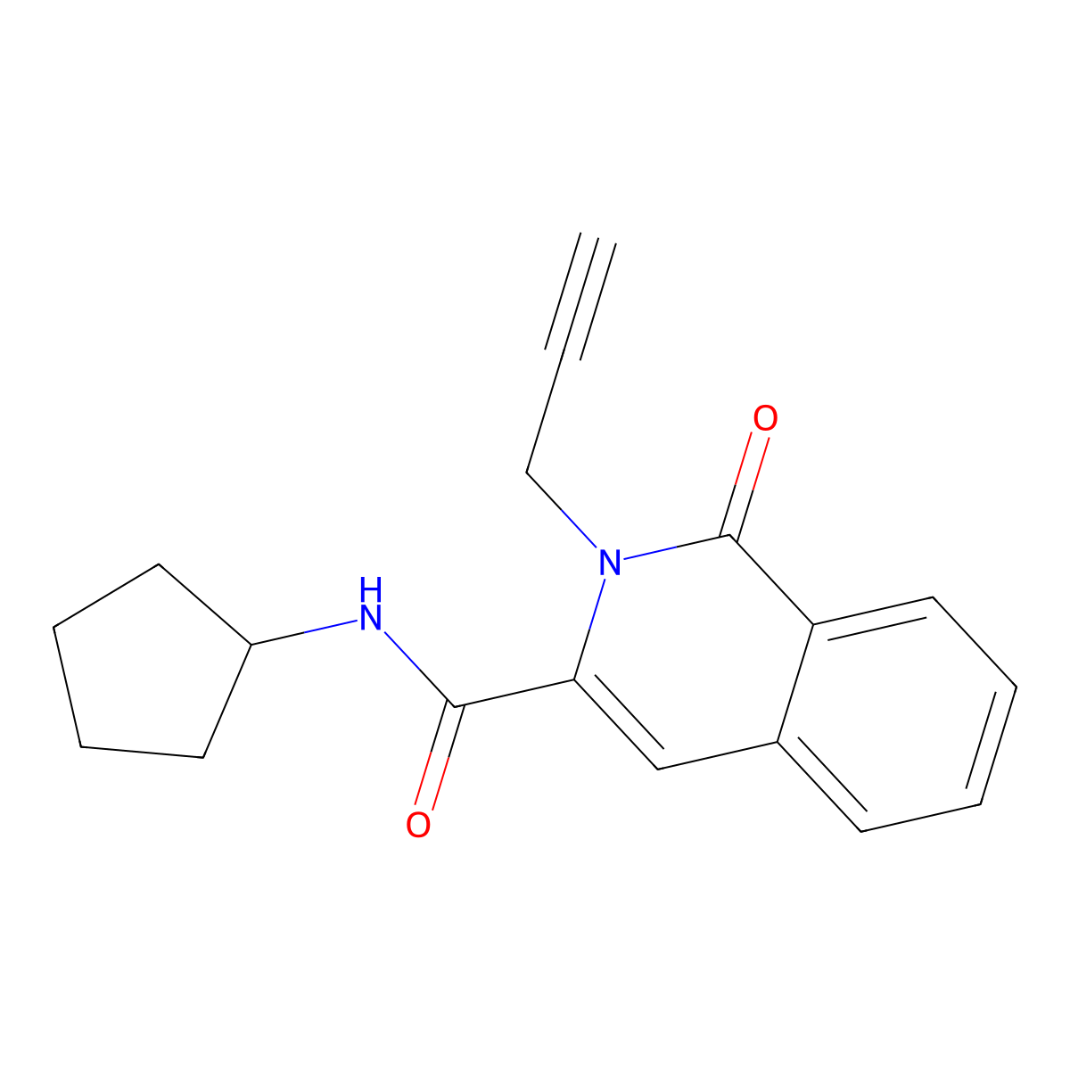 N-cyclopentyl-1-oxo-2-(prop-2-yn-1-yl)-1,2-dihydroisoquinoline-3-carboxamide molecular structure, CAS 3054533-94-4