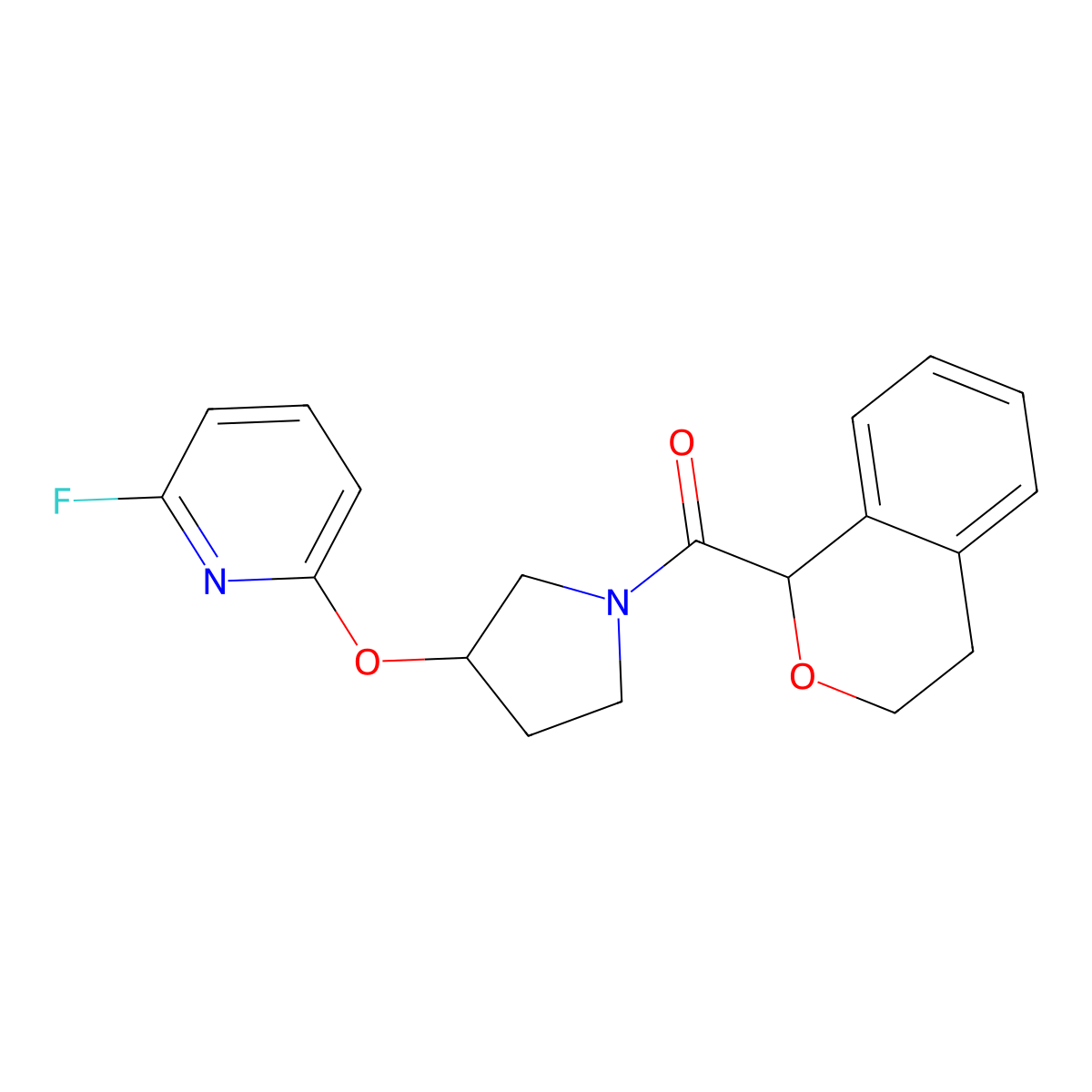 2-{[1-(3,4-dihydro-1H-2-benzopyran-1-carbonyl)pyrrolidin-3-yl]oxy}-6-fluoropyridine molecular structure, CAS 3054533-95-5