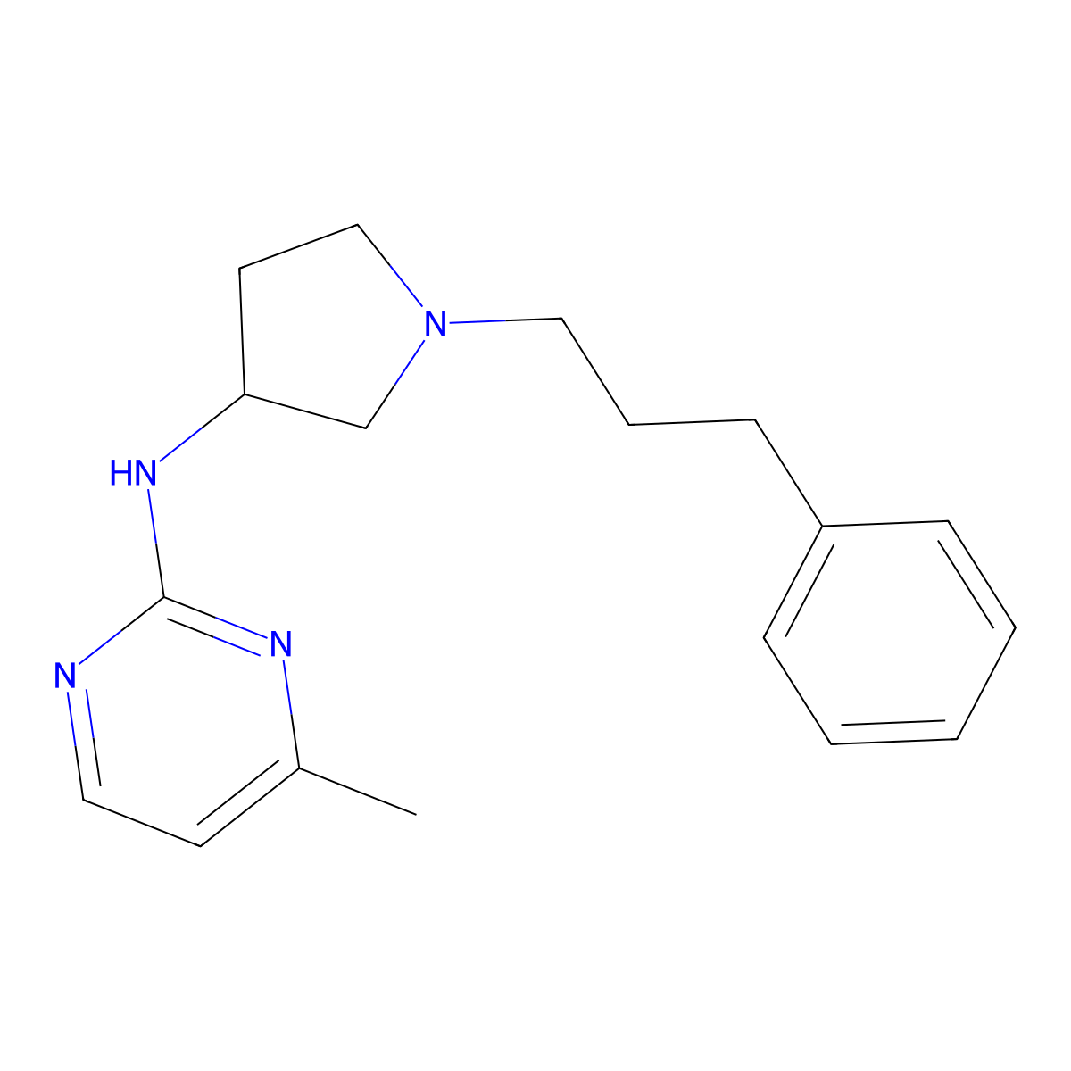 4-methyl-N-[1-(3-phenylpropyl)pyrrolidin-3-yl]pyrimidin-2-amine molecular structure, CAS 3054533-98-8