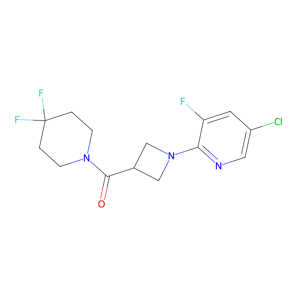 5-Chloro-2-[3-(4,4-difluoropiperidine-1-carbonyl)azetidin-1-yl]-3-fluoropyridine molecular structure, CAS 3054533-99-9