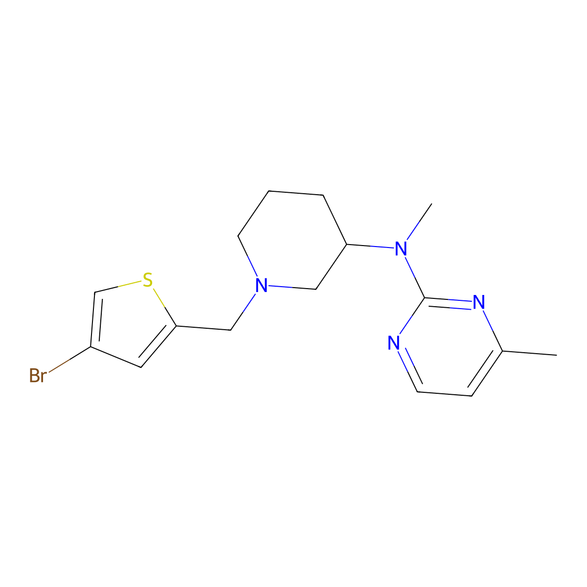 N-{1-[(4-bromothiophen-2-yl)methyl]piperidin-3-yl}-N,4-dimethylpyrimidin-2-amine molecular structure, CAS 3054534-01-6
