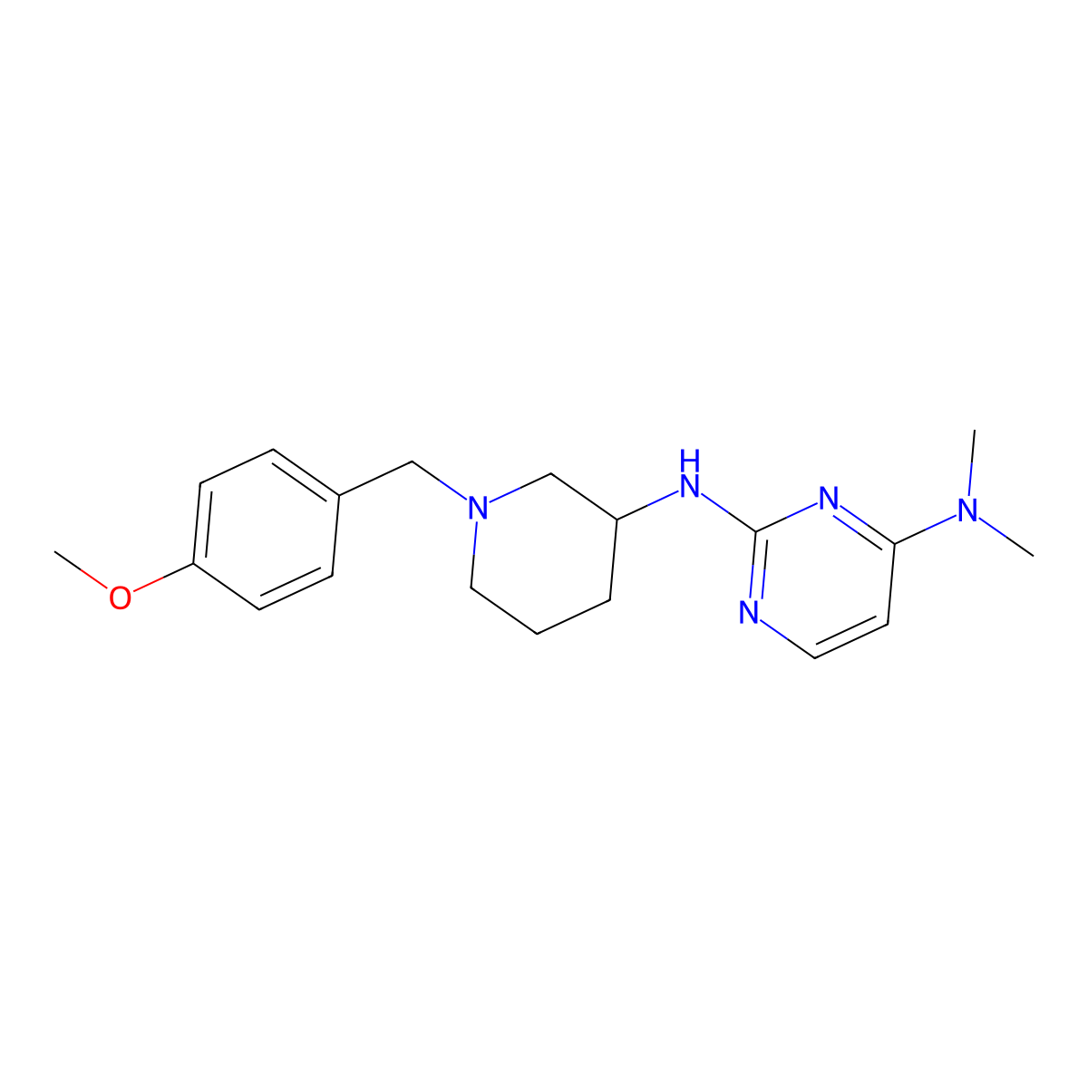 N2-{1-[(4-methoxyphenyl)methyl]piperidin-3-yl}-N4,N4-dimethylpyrimidine-2,4-diamine molecular structure, CAS 3054534-02-7