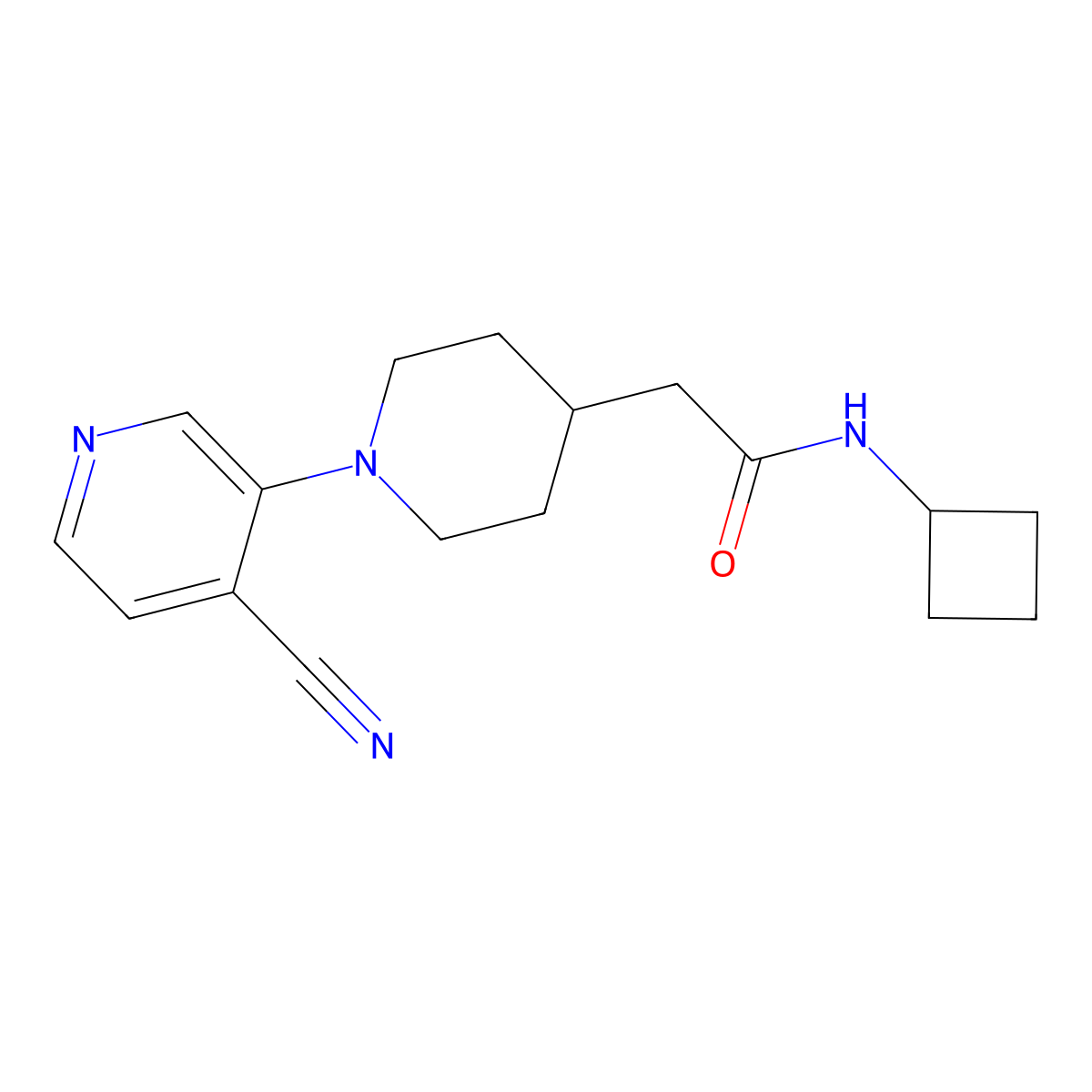 2-[1-(4-cyanopyridin-3-yl)piperidin-4-yl]-N-cyclobutylacetamide molecular structure, CAS 3054534-05-0