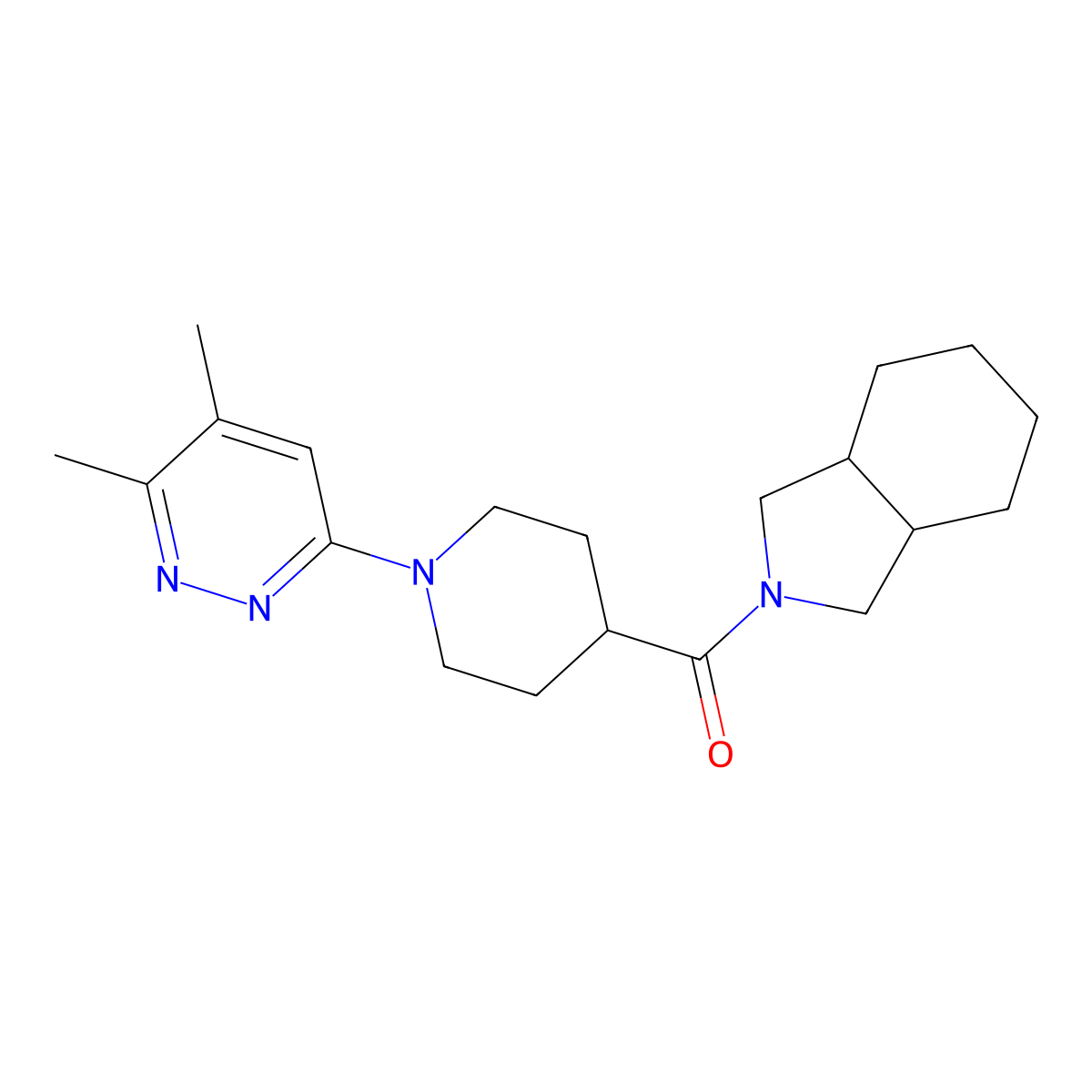 2-[1-(5,6-dimethylpyridazin-3-yl)piperidine-4-carbonyl]-octahydro-1H-isoindole molecular structure, CAS 3054534-13-0