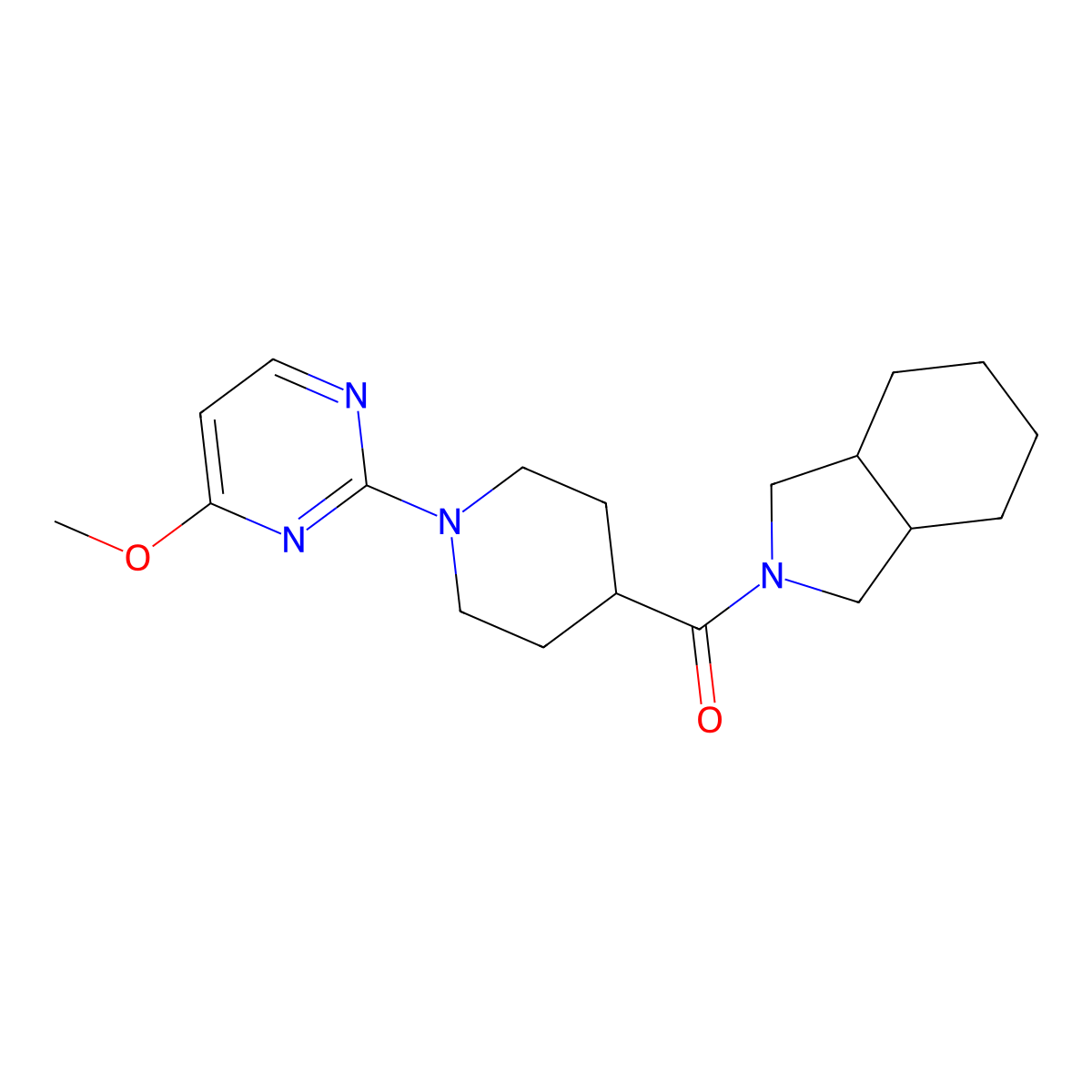 2-[1-(4-methoxypyrimidin-2-yl)piperidine-4-carbonyl]-octahydro-1H-isoindole molecular structure, CAS 3054534-29-8