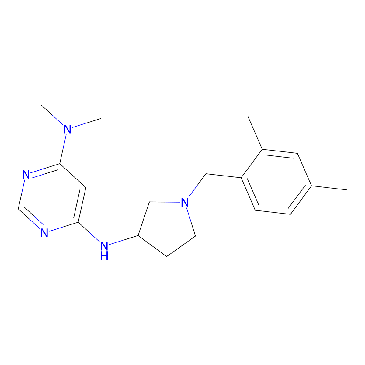 N6-{1-[(2,4-dimethylphenyl)methyl]pyrrolidin-3-yl}-N4,N4-dimethylpyrimidine-4,6-diamine molecular structure, CAS 3054534-30-1