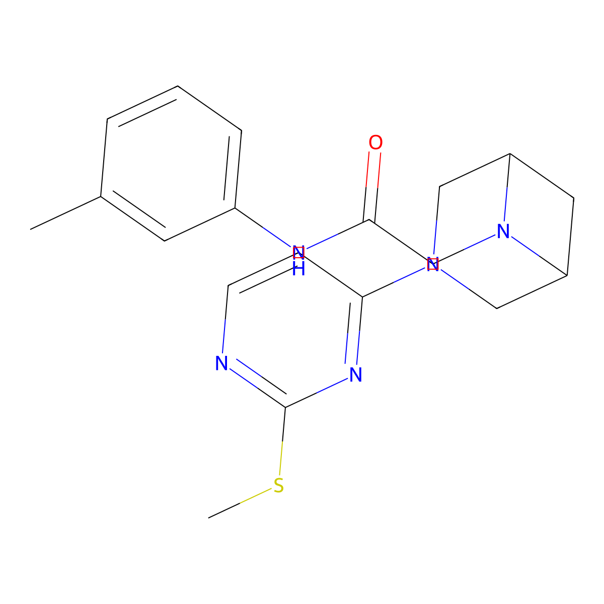 N-(3-methylphenyl)-2-{3-[2-(methylsulfanyl)pyrimidin-4-yl]-3,6-diazabicyclo[3.1.1]heptan-6-yl}acetamide molecular structure, CAS 3054534-31-2