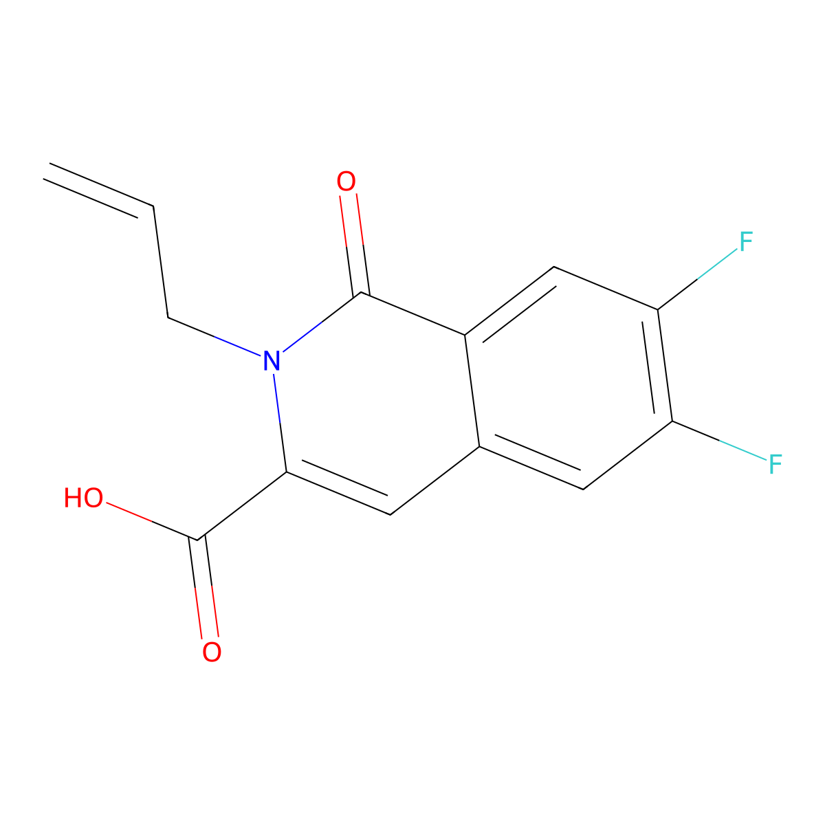 6,7-Difluoro-1-oxo-2-(prop-2-en-1-yl)-1,2-dihydroisoquinoline-3-carboxylic acid molecular structure, CAS 3054534-34-5