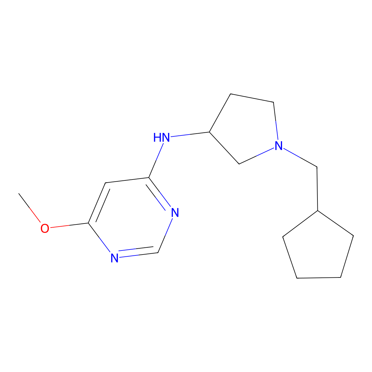 N-[1-(cyclopentylmethyl)pyrrolidin-3-yl]-6-methoxypyrimidin-4-amine molecular structure, CAS 3054534-35-6