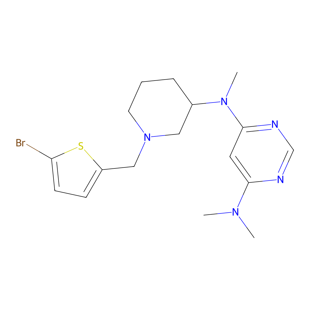 N4-{1-[(5-bromothiophen-2-yl)methyl]piperidin-3-yl}-N4,N6,N6-trimethylpyrimidine-4,6-diamine molecular structure, CAS 3054534-36-7