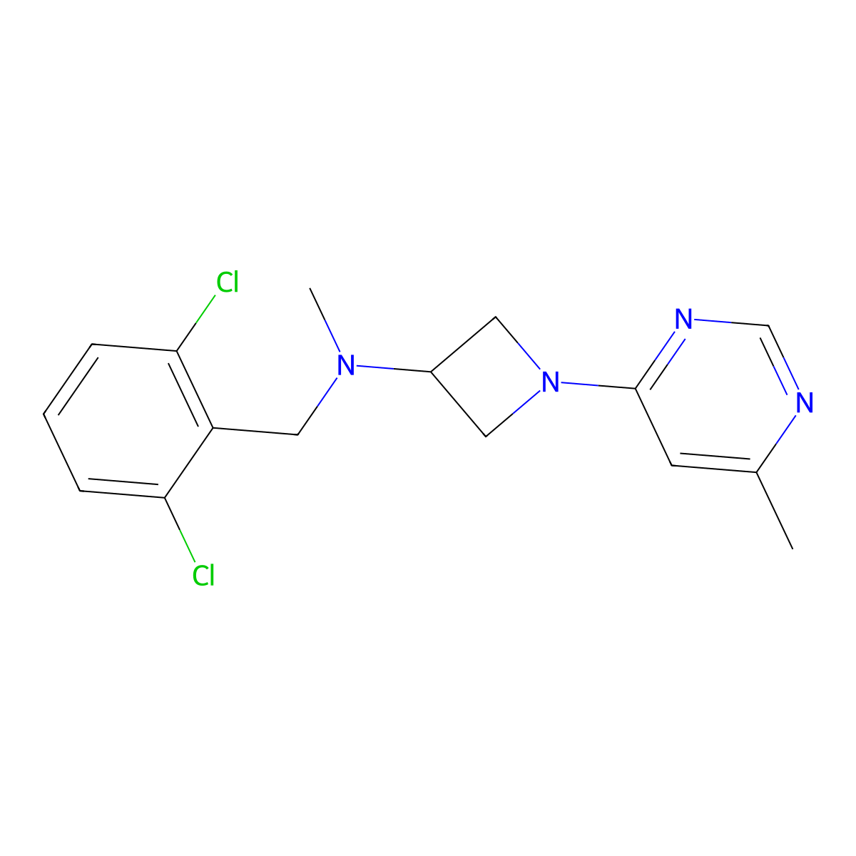 N-[(2,6-dichlorophenyl)methyl]-N-methyl-1-(6-methylpyrimidin-4-yl)azetidin-3-amine molecular structure, CAS 3054534-41-4