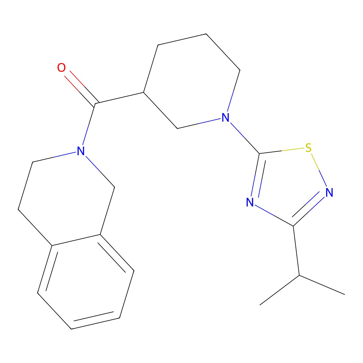 2-{1-[3-(Propan-2-yl)-1,2,4-thiadiazol-5-yl]piperidine-3-carbonyl}-1,2,3,4-tetrahydroisoquinoline molecular structure, CAS 3054534-48-1