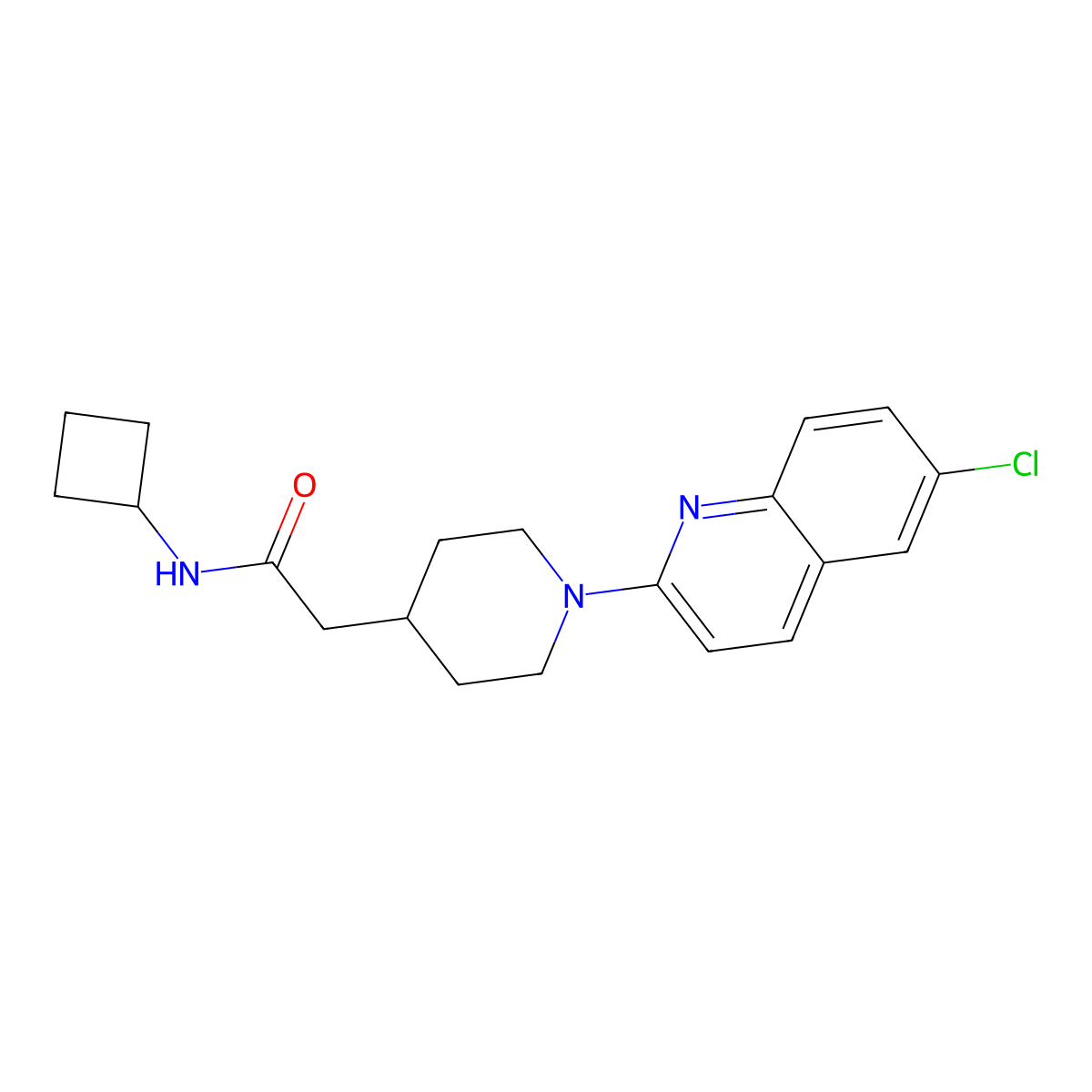 2-[1-(6-chloroquinolin-2-yl)piperidin-4-yl]-N-cyclobutylacetamide molecular structure, CAS 3054534-51-6