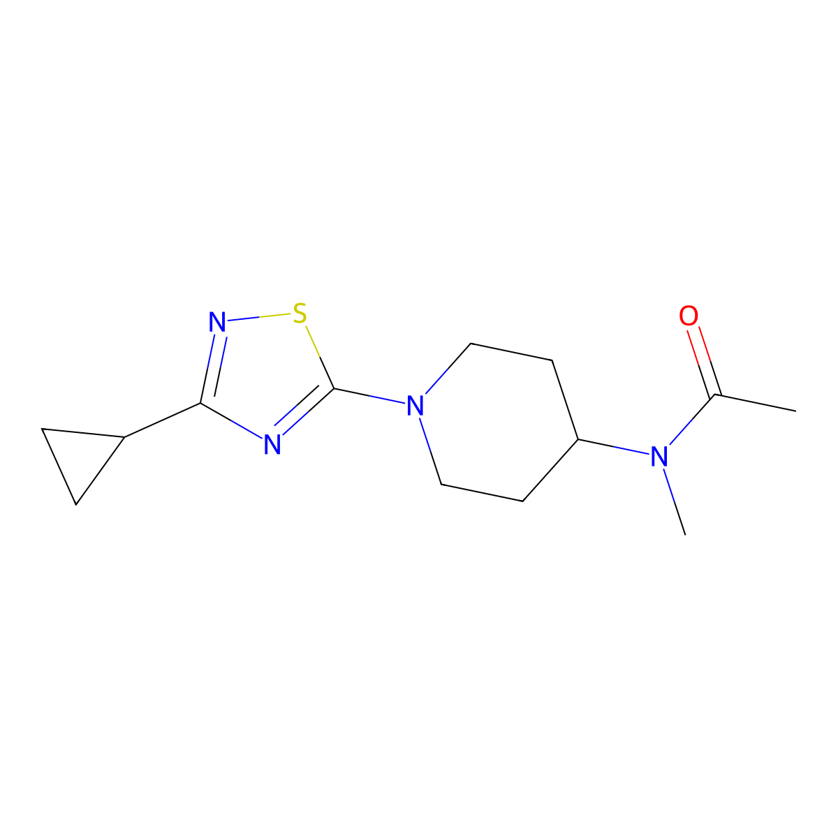 N-[1-(3-cyclopropyl-1,2,4-thiadiazol-5-yl)piperidin-4-yl]-N-methylacetamide molecular structure, CAS 3054534-53-8