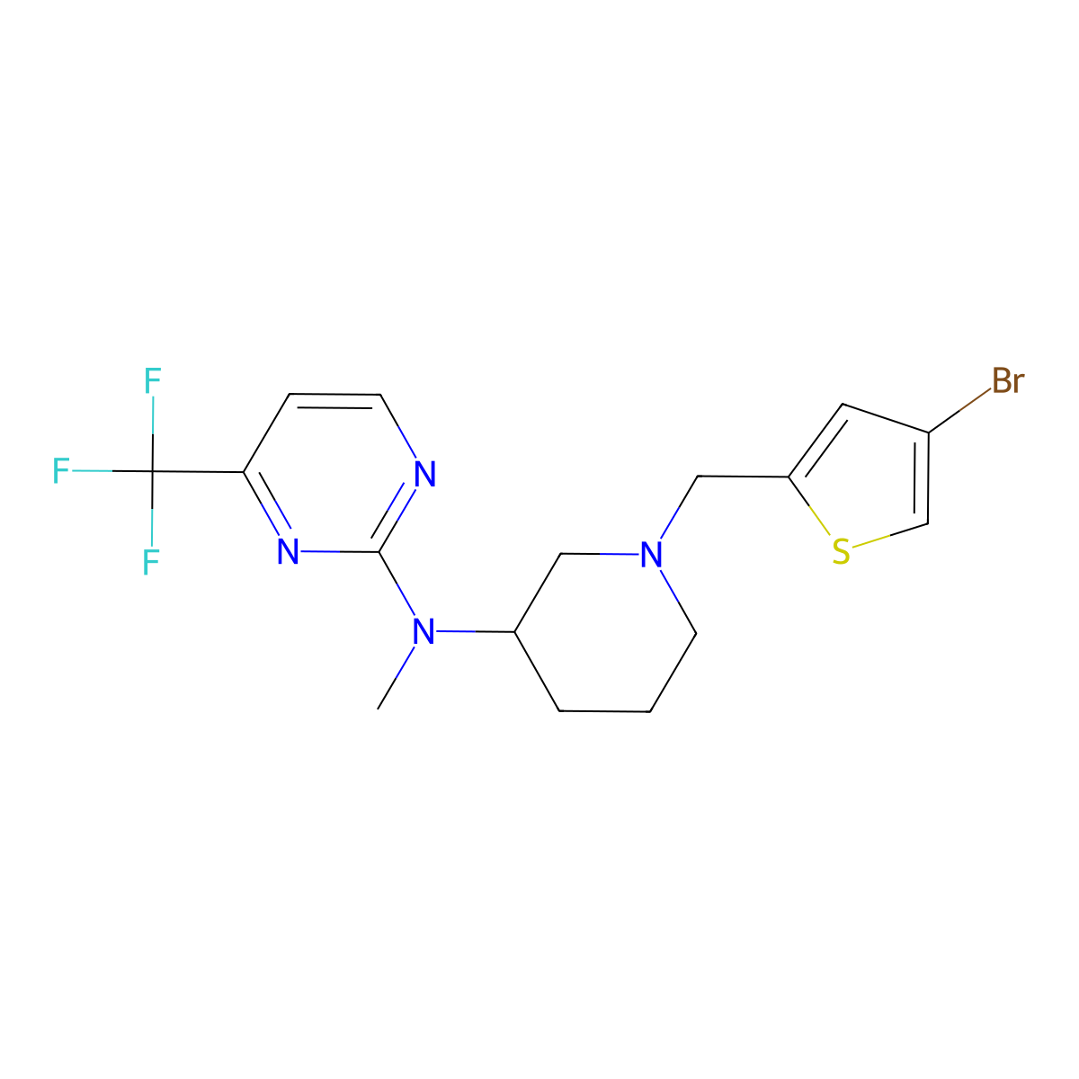 N-{1-[(4-bromothiophen-2-yl)methyl]piperidin-3-yl}-N-methyl-4-(trifluoromethyl)pyrimidin-2-amine molecular structure, CAS 3054534-56-1