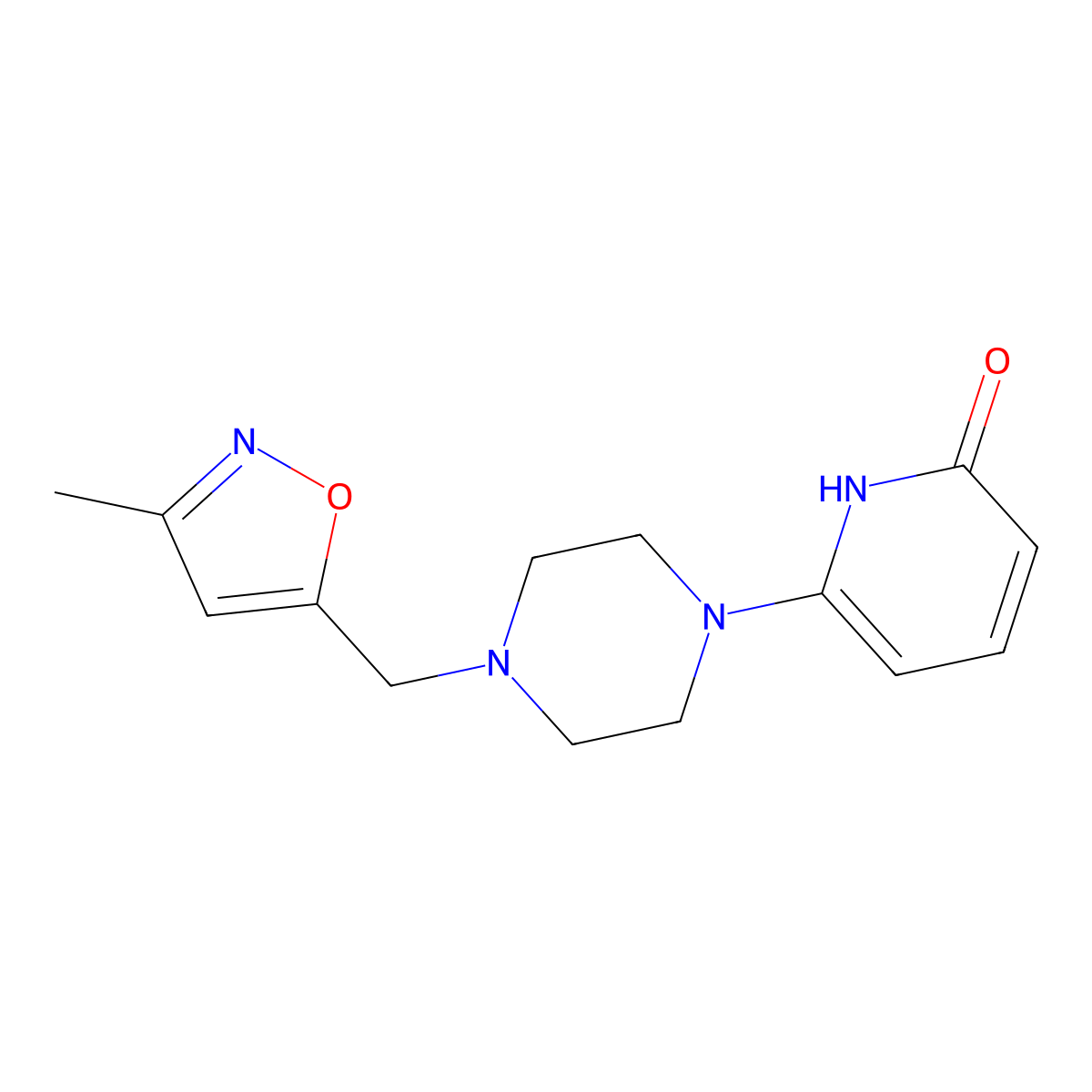 6-{4-[(3-Methyl-1,2-oxazol-5-yl)methyl]piperazin-1-yl}-1,2-dihydropyridin-2-one molecular structure, CAS 3054534-59-4