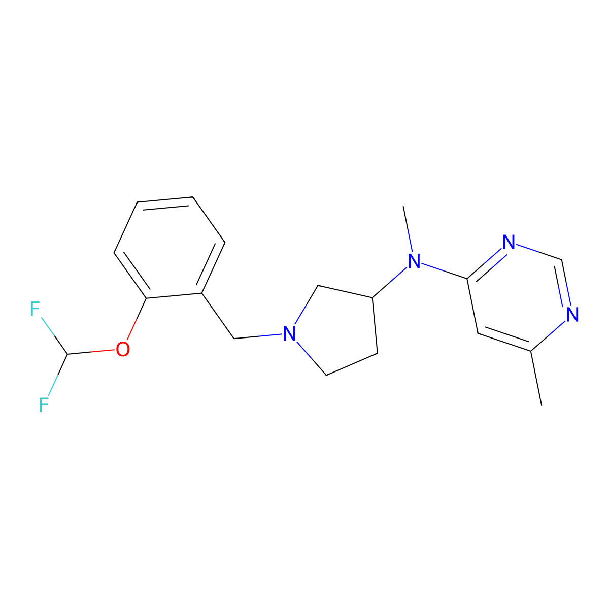 N-(1-{[2-(difluoromethoxy)phenyl]methyl}pyrrolidin-3-yl)-N,6-dimethylpyrimidin-4-amine molecular structure, CAS 3054534-60-7