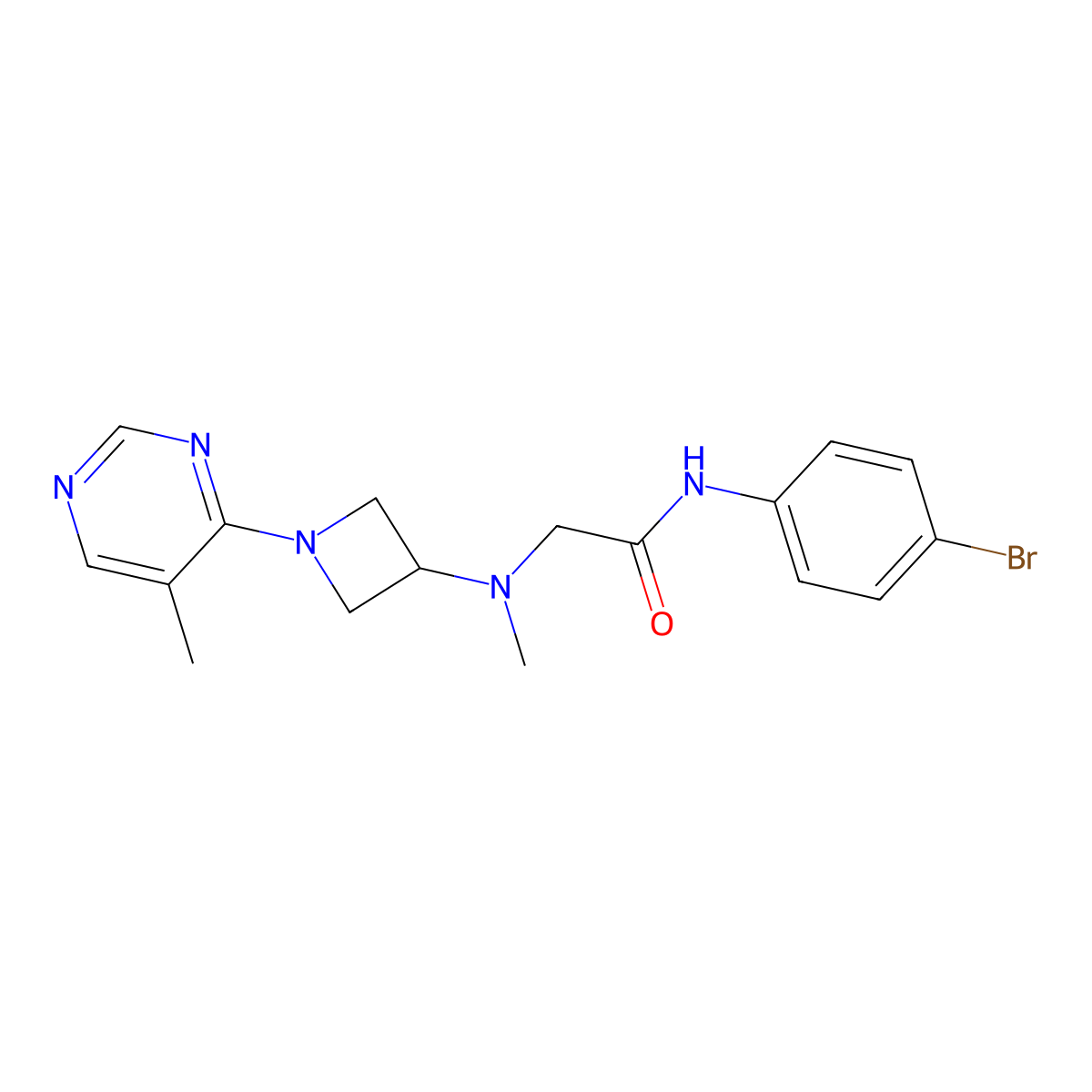 N-(4-bromophenyl)-2-[methyl-[1-(5-methylpyrimidin-4-yl)azetidin-3-yl]amino]acetamide molecular structure, CAS 3054534-61-8